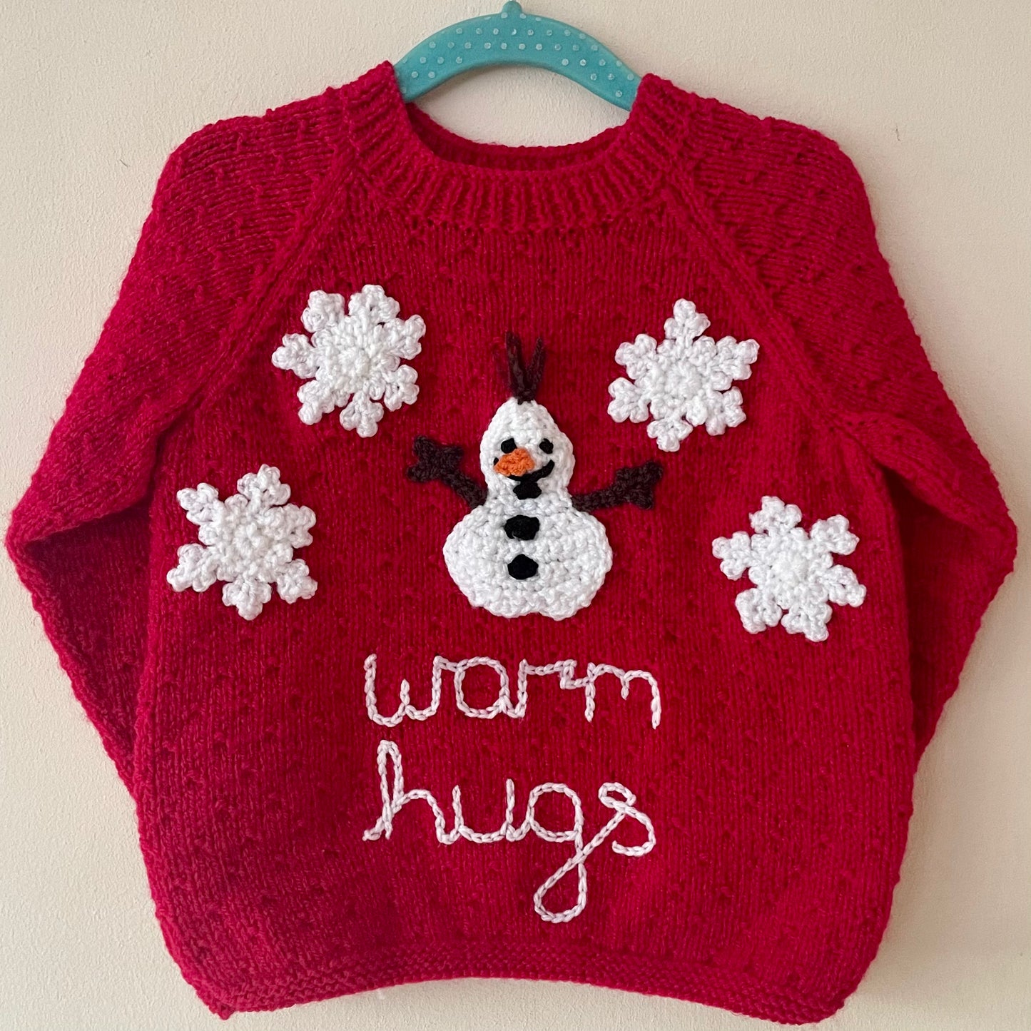"Warm Hugs" Handmade Jumper Size Approx 2-3 Years