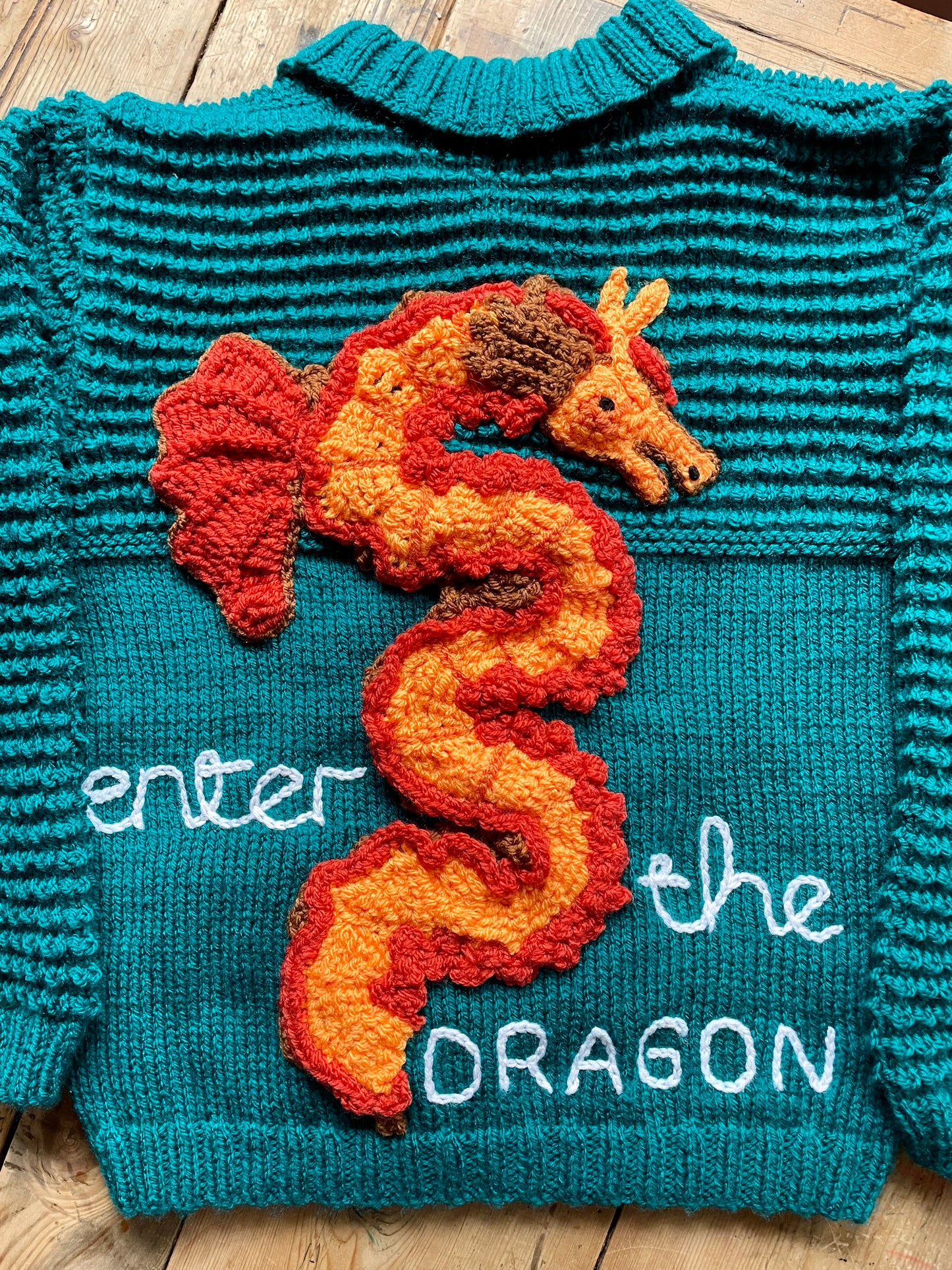 "Enter The Dragon" Handmade Cardigan Size Approx 5-7 Years
