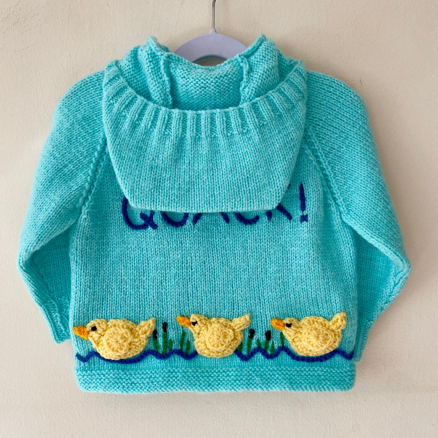 "QUACK" Handmade Hooded Cardigan Size Approx 2-3 Years