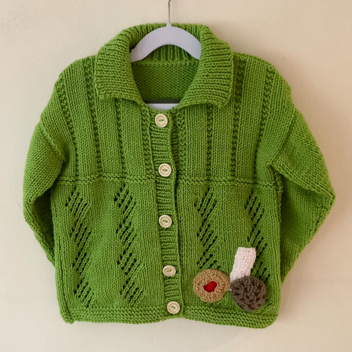 "Hot Chocolate Club" Handmade Cardigan Size Approx 3-5 Years