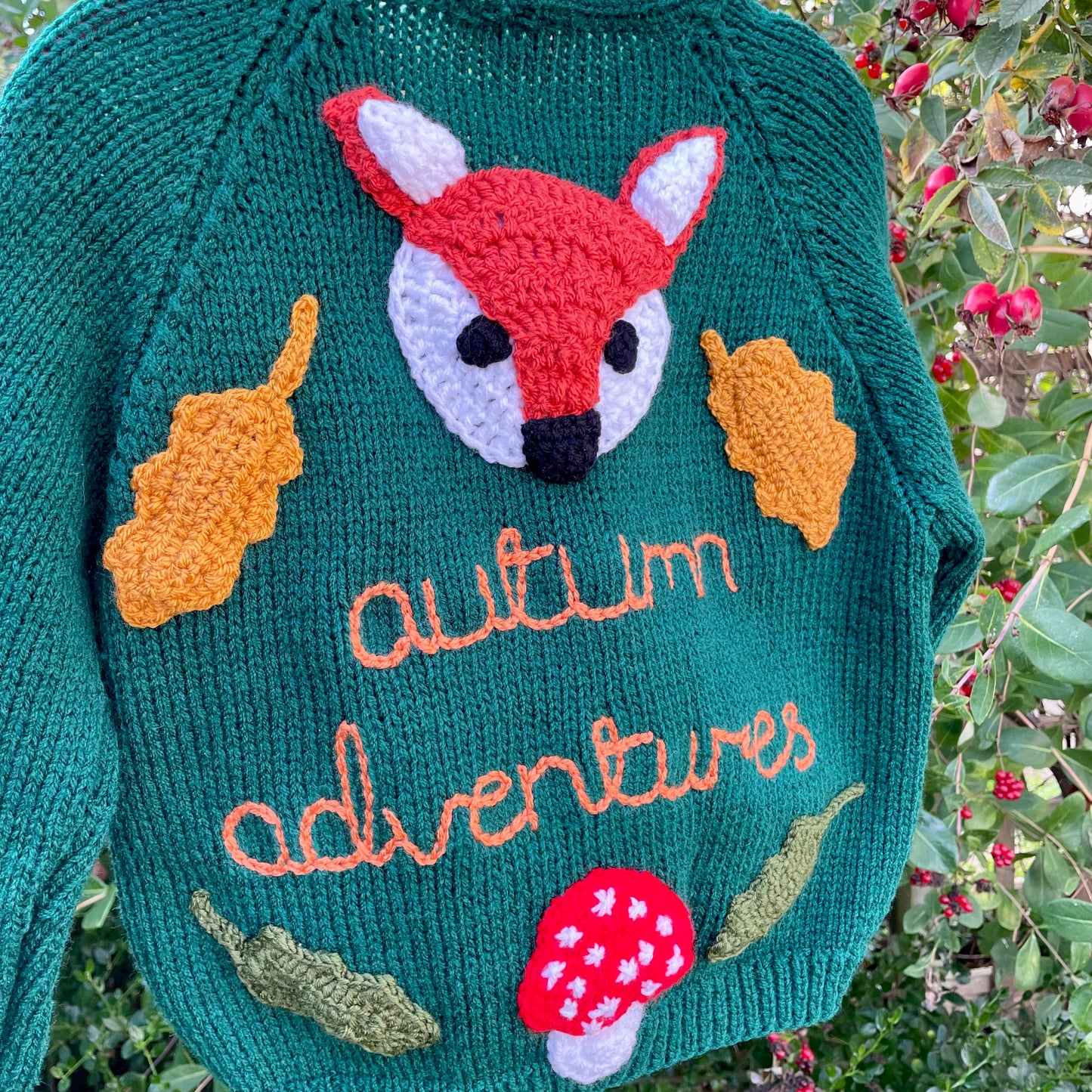 "Autumn Adventures” Handmade Cardigan Size Approx 5-6 Years