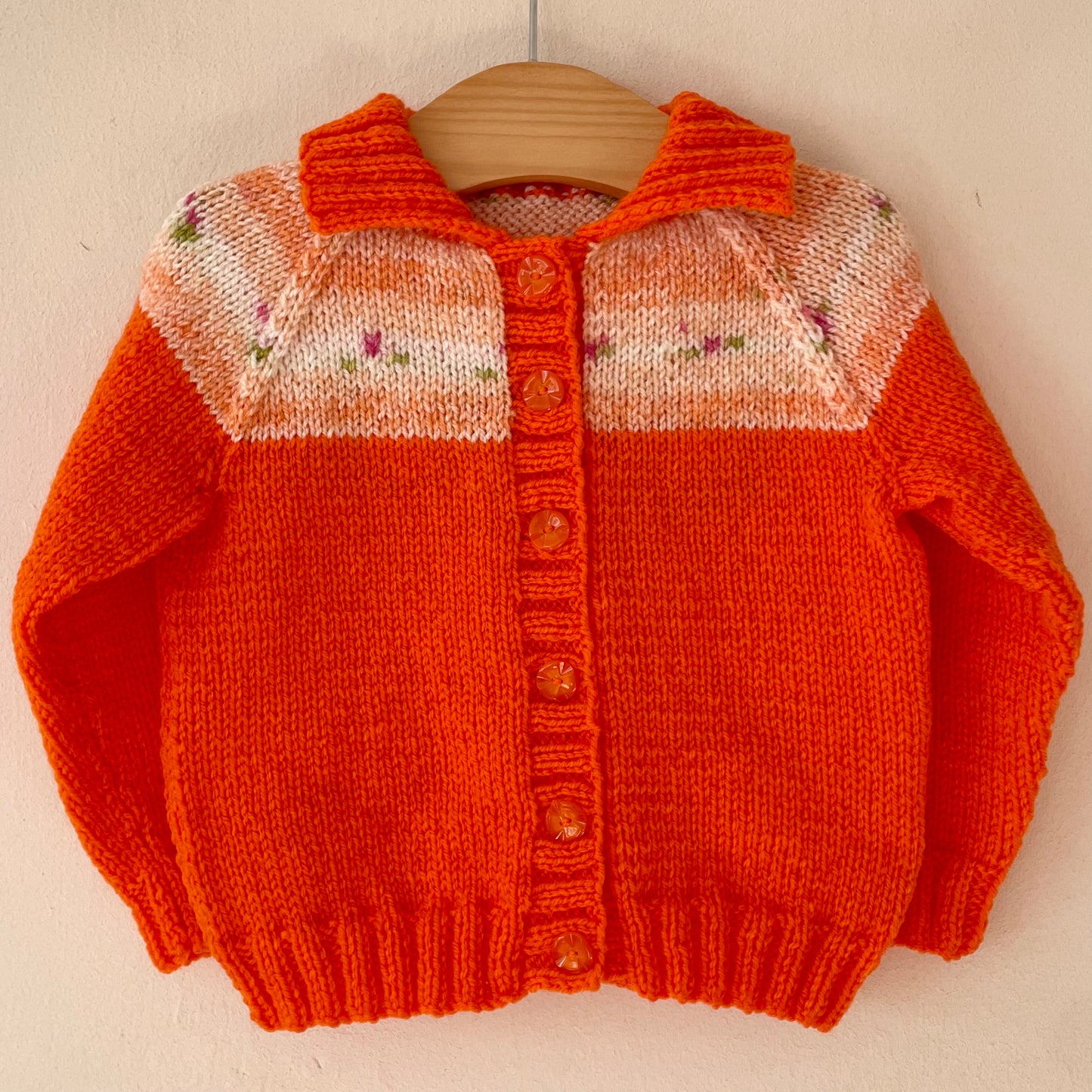 "BOO!” Handmade Orange Cardigan Size Approx 6-12 months