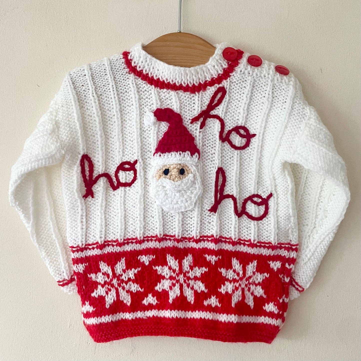 "Ho Ho Ho" Handmade Jumper Size Approx 12-18 Months