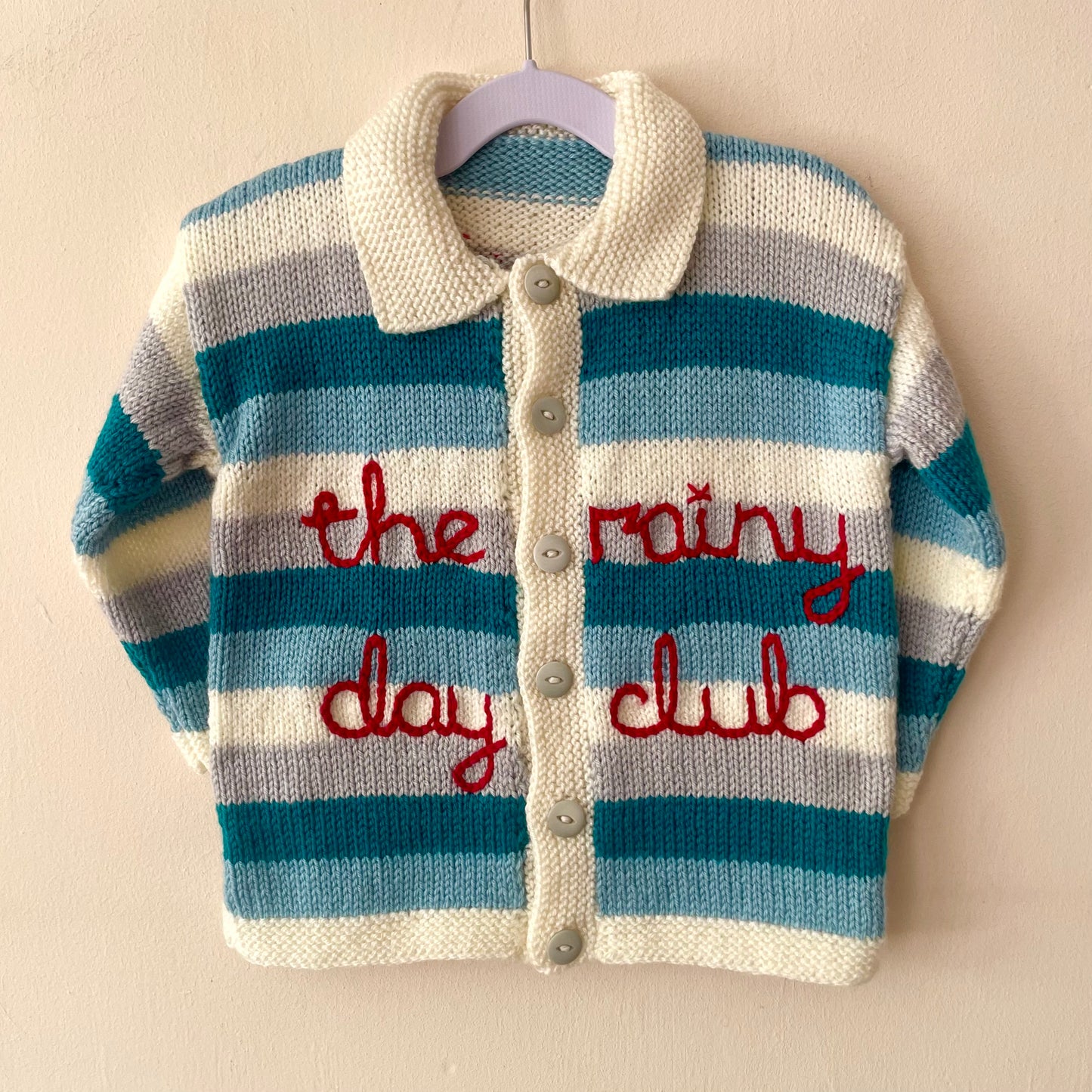 "The Rainy Day Club” Handmade Cardigan Size Approx 3-4 Years