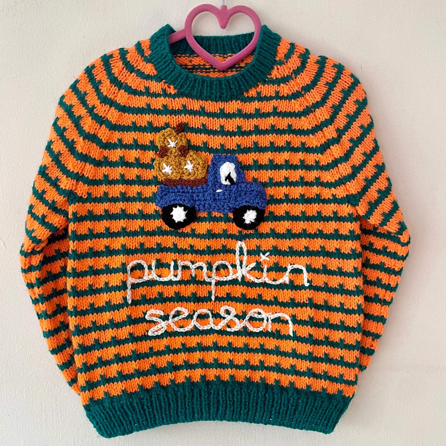 "Pumpkin Season" Handmade Jumper Size Approx 3-4 Years