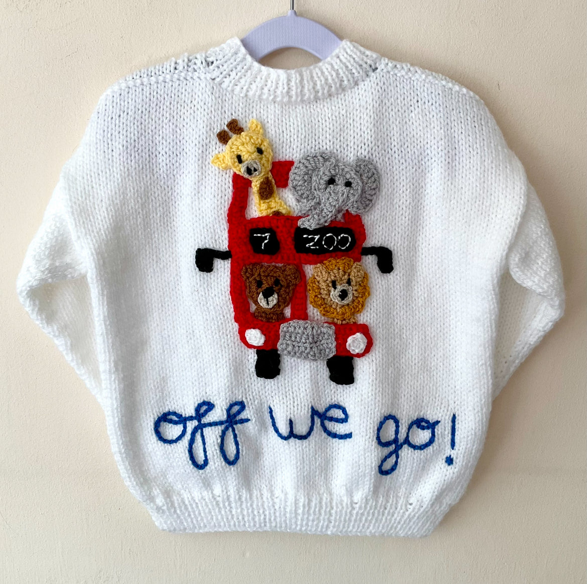 "Off We Go" Handmade Cardigan Size Approx 4-6 Years