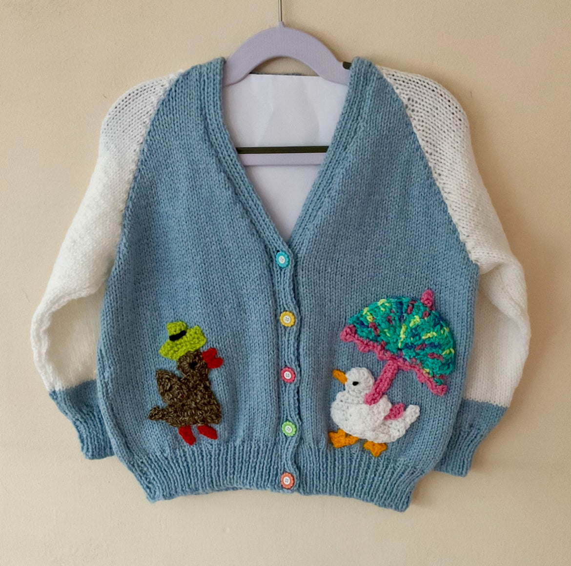 "Happy Days" Handmade Cardigan Size Approx 3-5 Years
