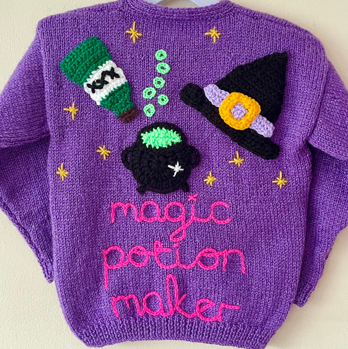 "Magic Potion Maker” Handmade Cardigan Size Approx 2-3 Years