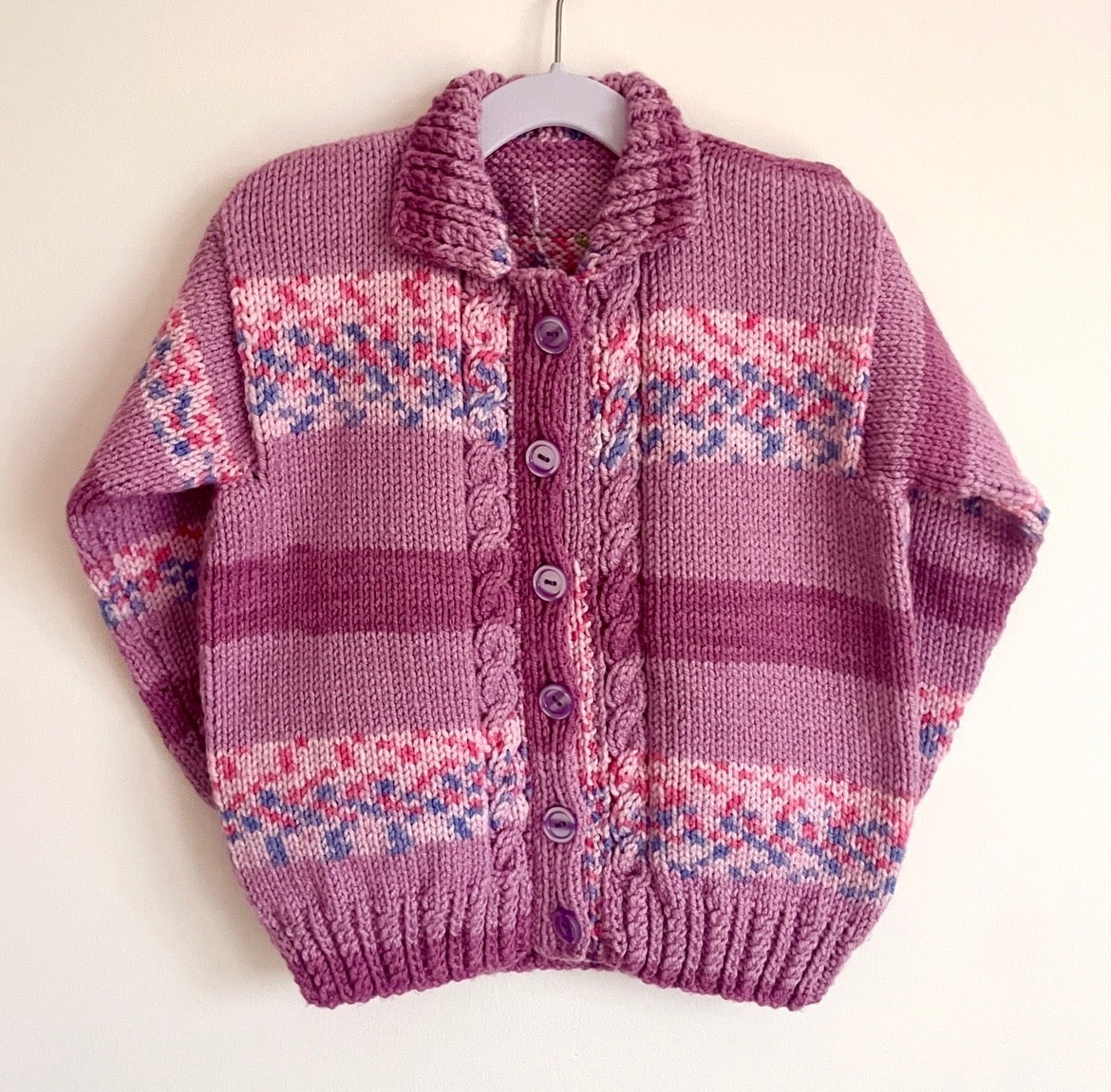 "Daisy Chain” Handmade Cardigan Size Approx 4-5 Years