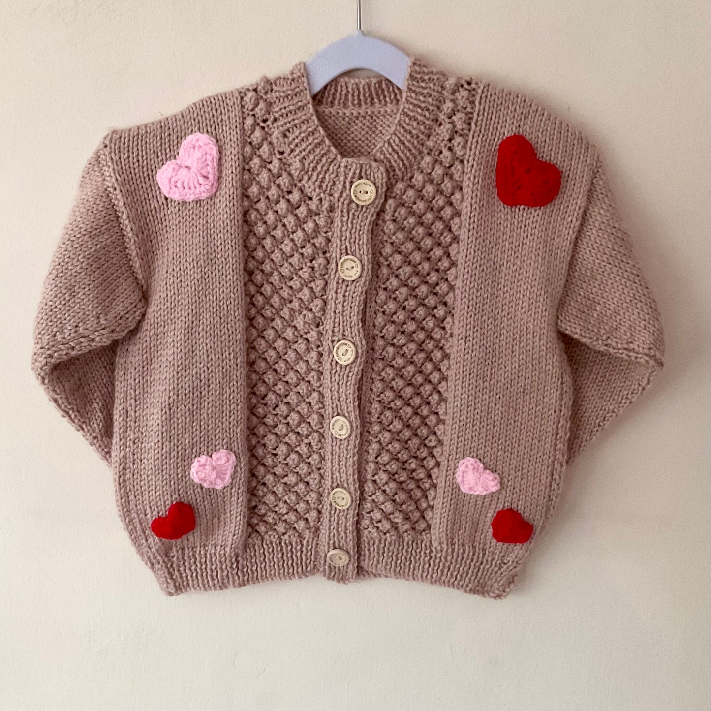 "Love Is All Around" Handmade Cardigan Size Approx 5-7 Years