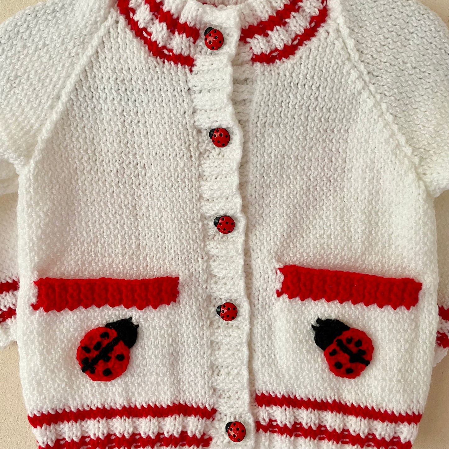 "Love Bug” Handmade Cardigan Size Approx 1-2 Years