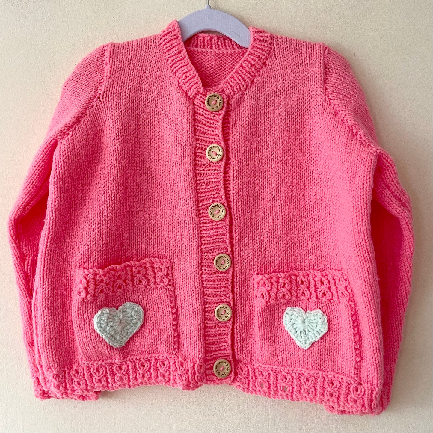 "Girl Power” Handmade Cardigan Size Approx 4-6 Years