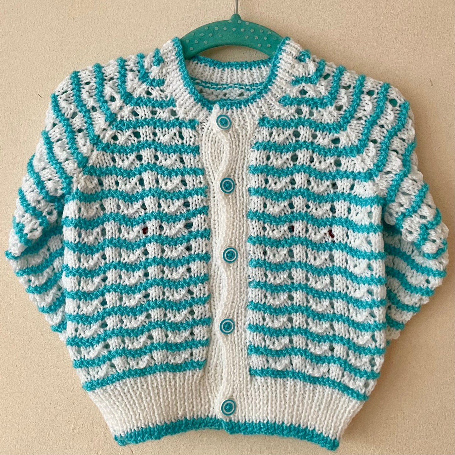 "Bonjour" Handmade Cardigan Size Approx 6-12 Months
