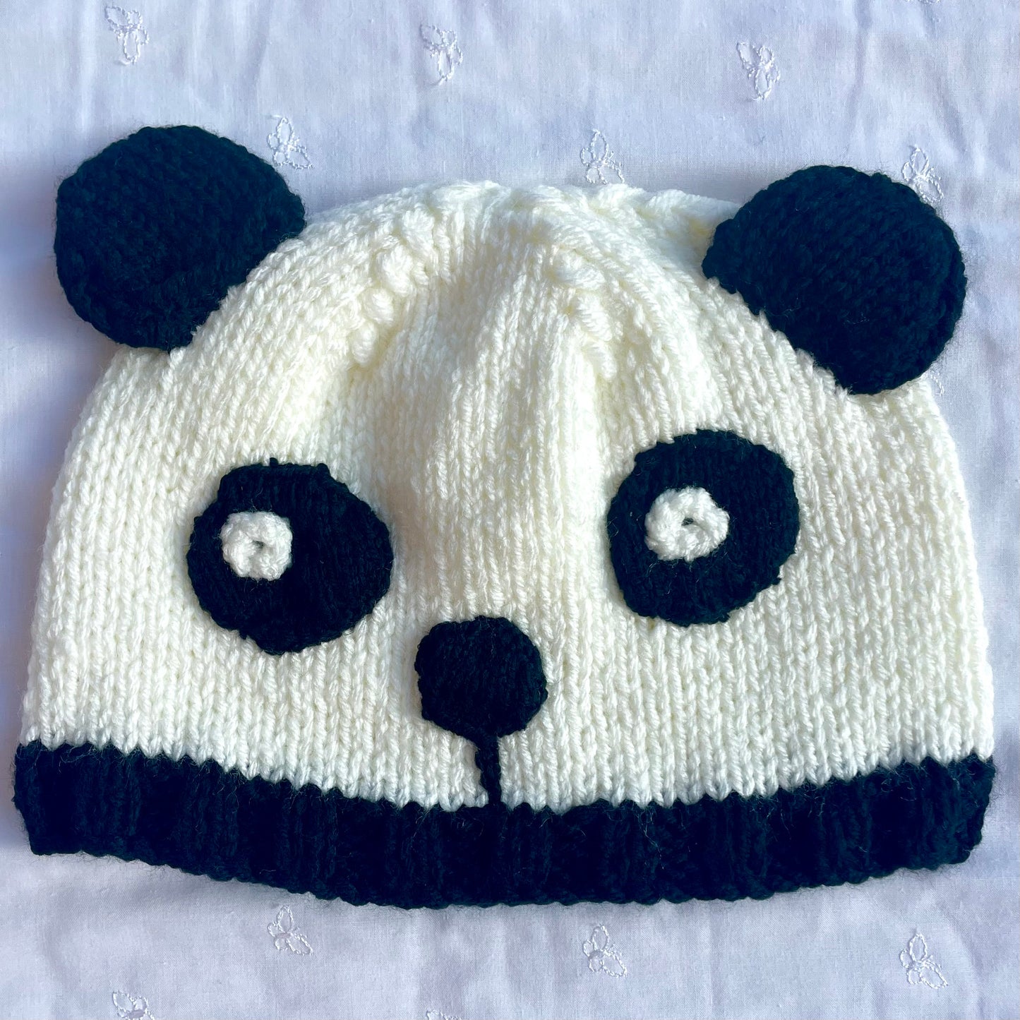 Hand Knitted Panda Hat - Age 3-5 Years