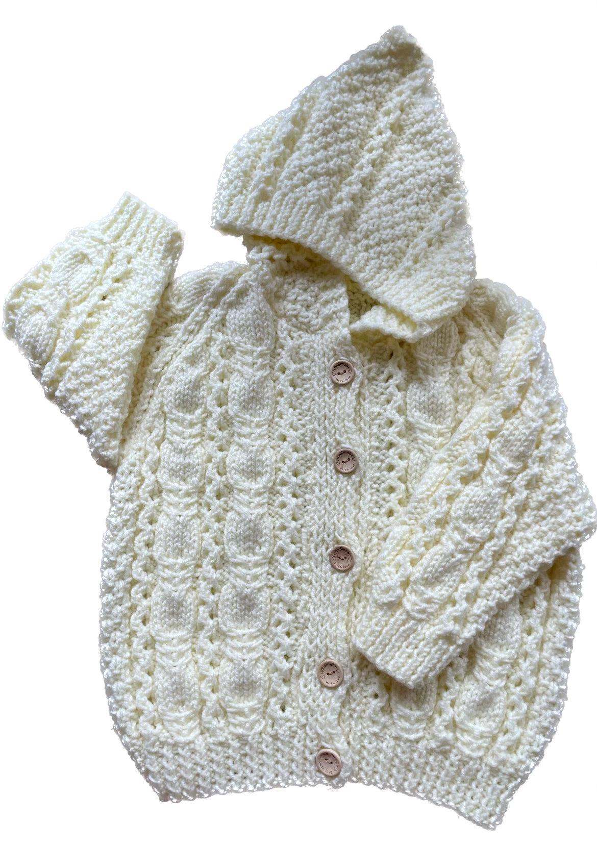 Unembellished Hand-knitted Hooded Cardigan Size Approx 3-5 Years