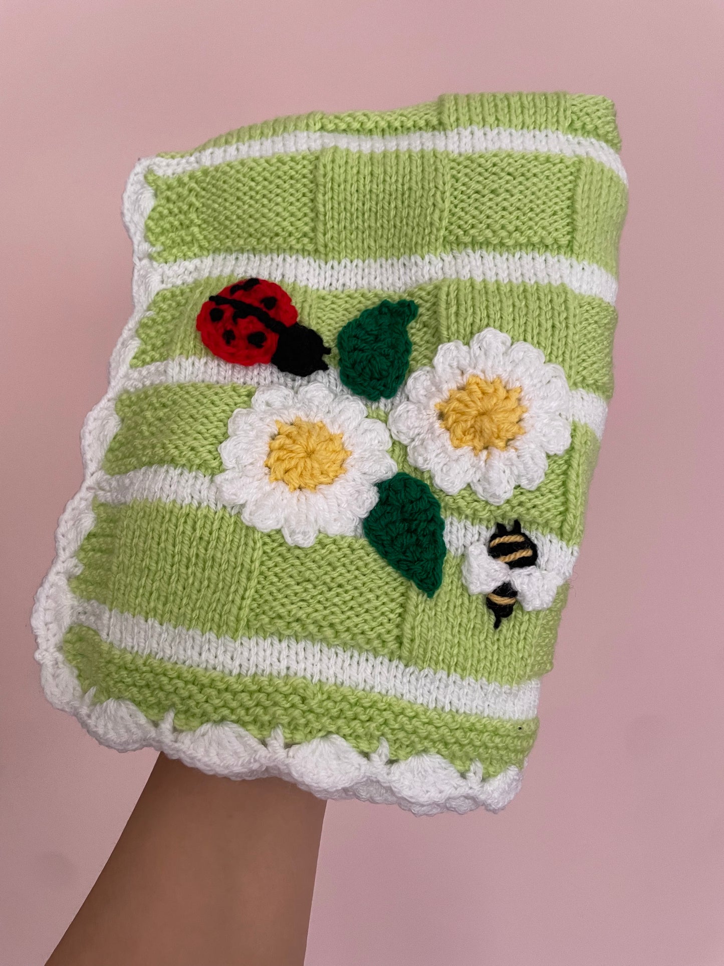Handmade Bee and Ladybird Pram Blanket