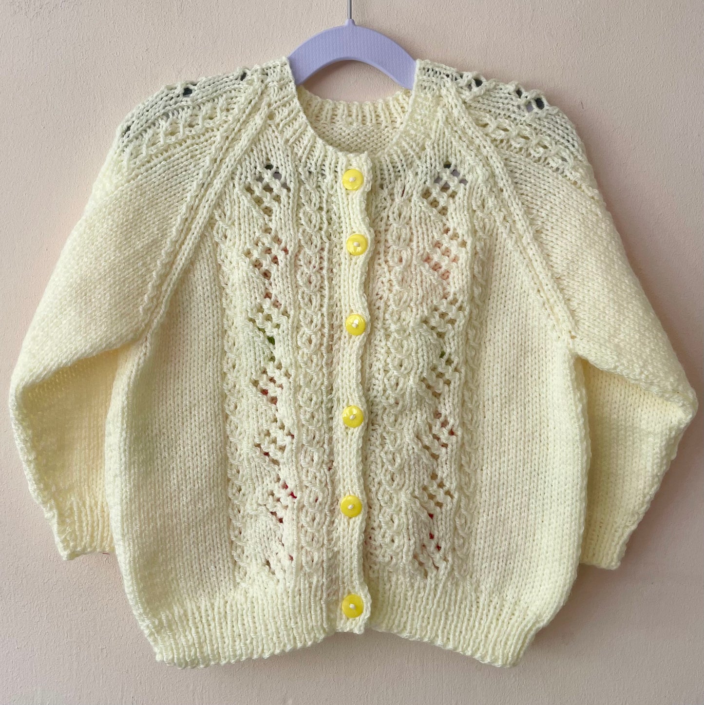 "La Vie Est Belle” Handmade Cardigan Size Approx 3-4 Years