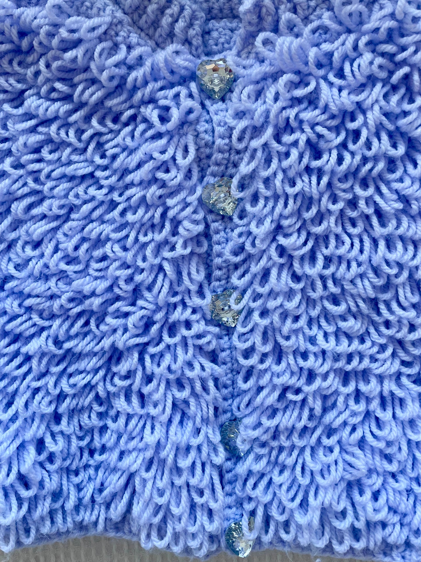 Hand-Knitted Lilac Loopy Cardigan Size Approx 2-3 Years