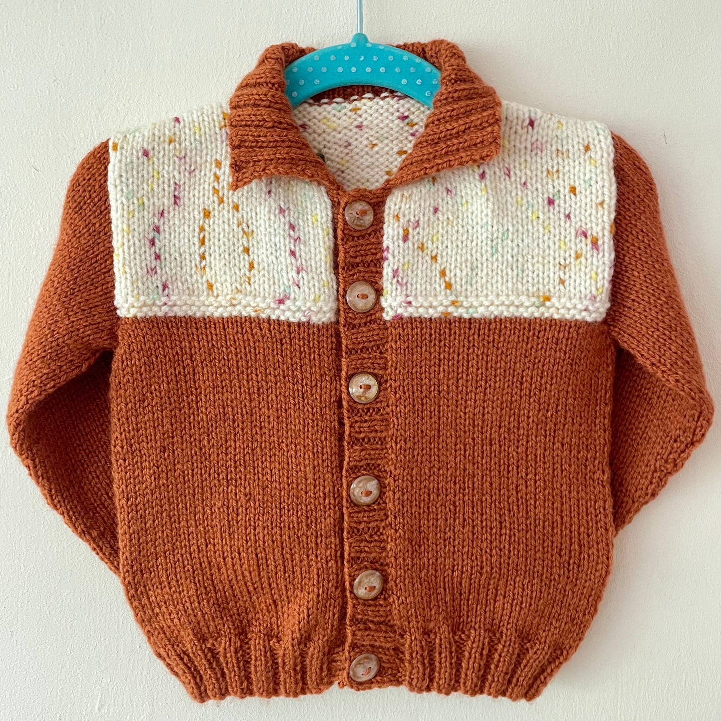 "Pumpkin” Handmade Cardigan Size Approx 6-12 Months