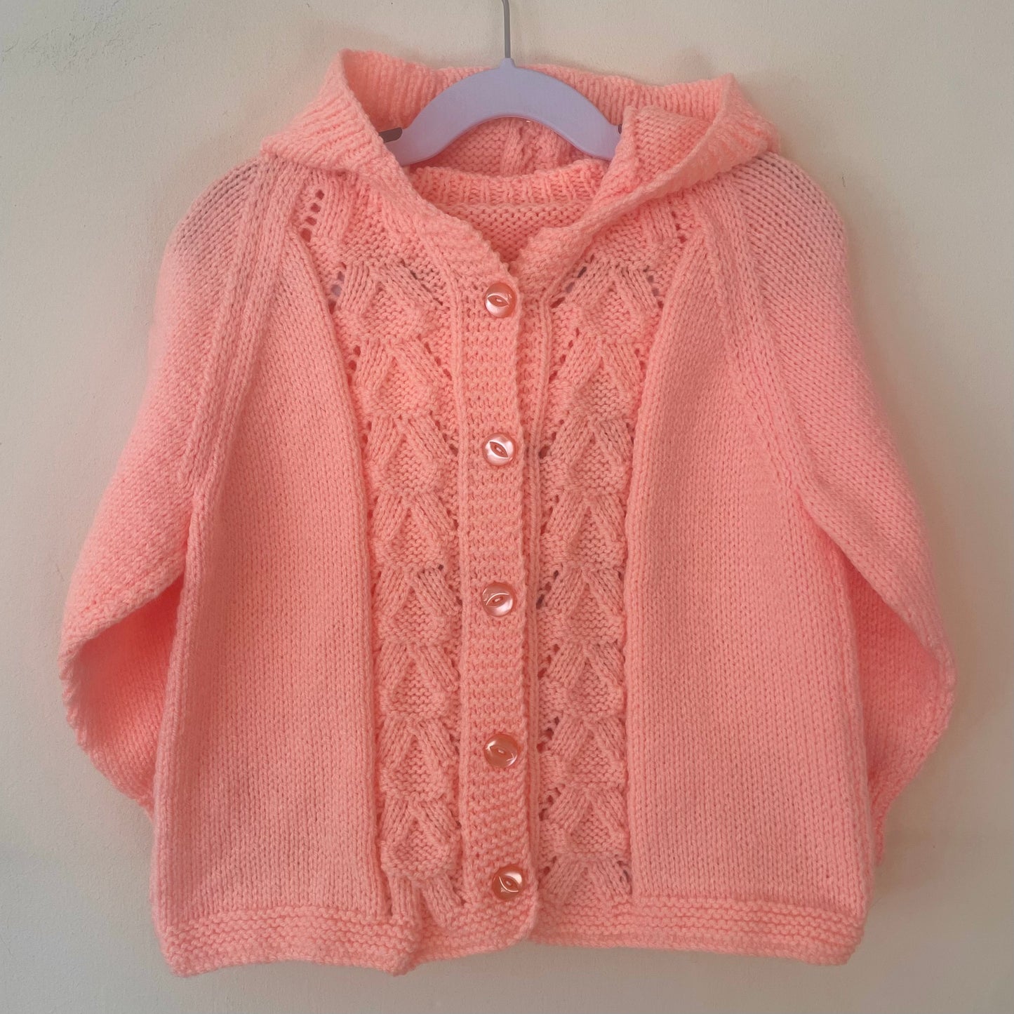 "Hop Hop Hop” Handmade Hooded Cardigan Size Approx 3-5 Years