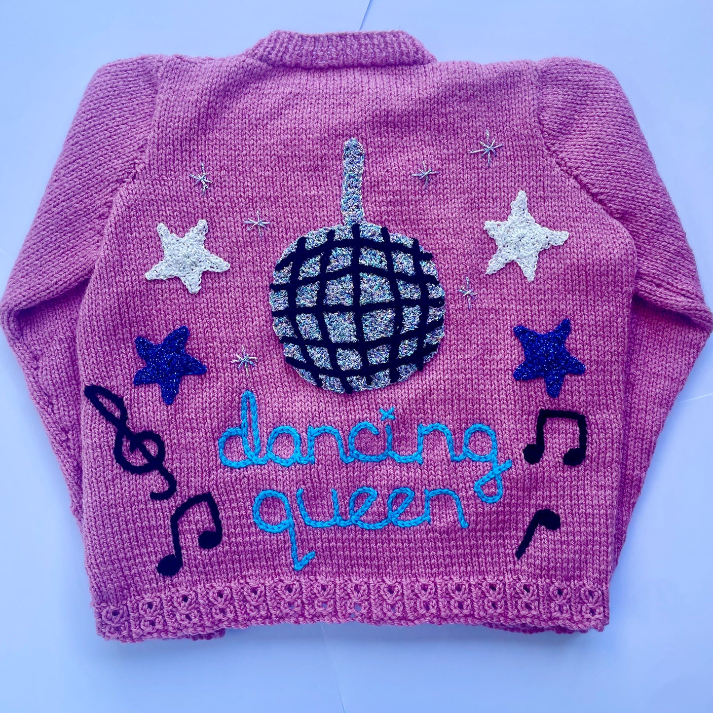 "Dancing Queen” Handmade Cardigan Size Approx 4-5 Years
