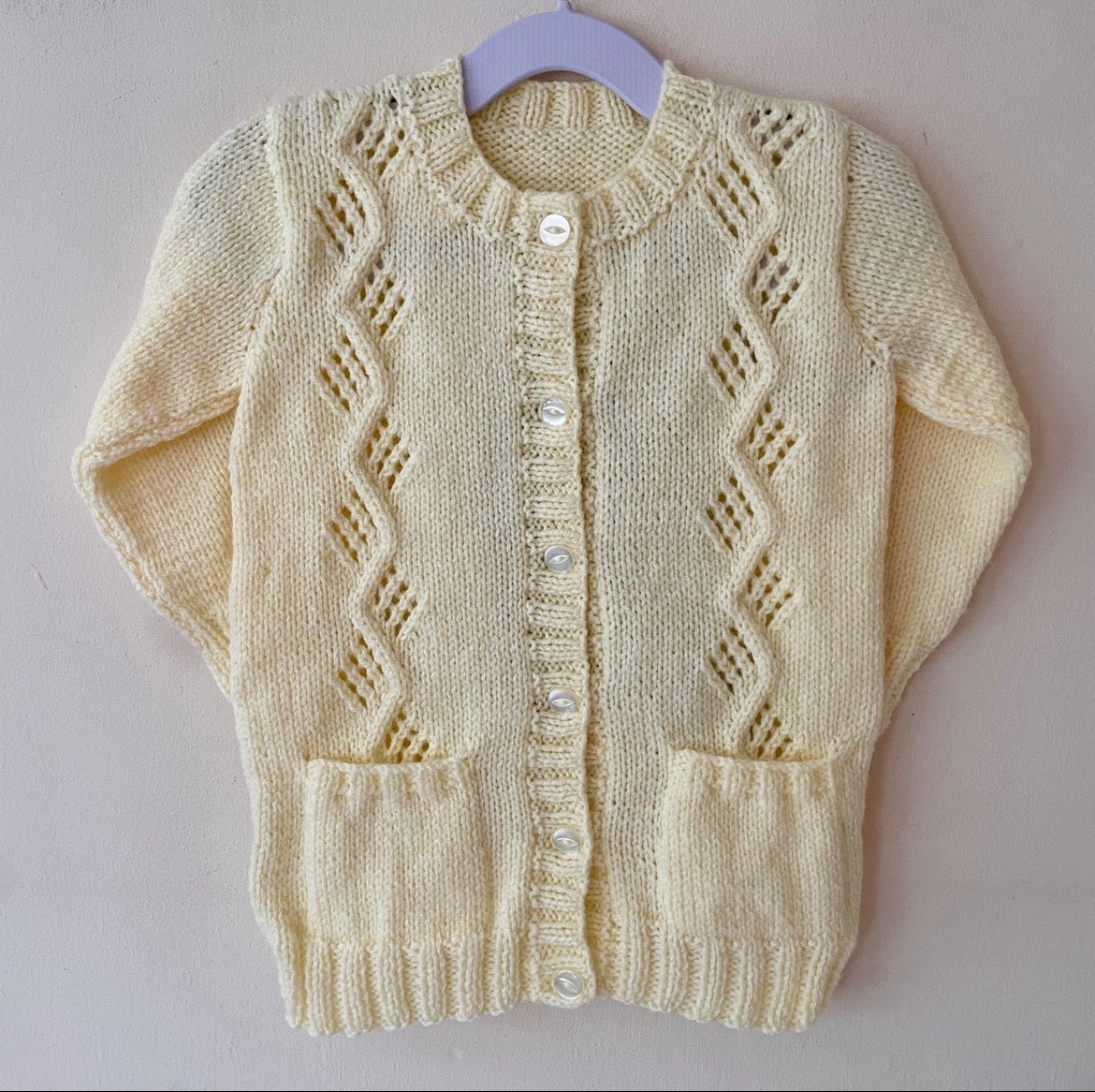 "Hop Hop Hop” Handmade Cardigan Size Approx 2-4 Years
