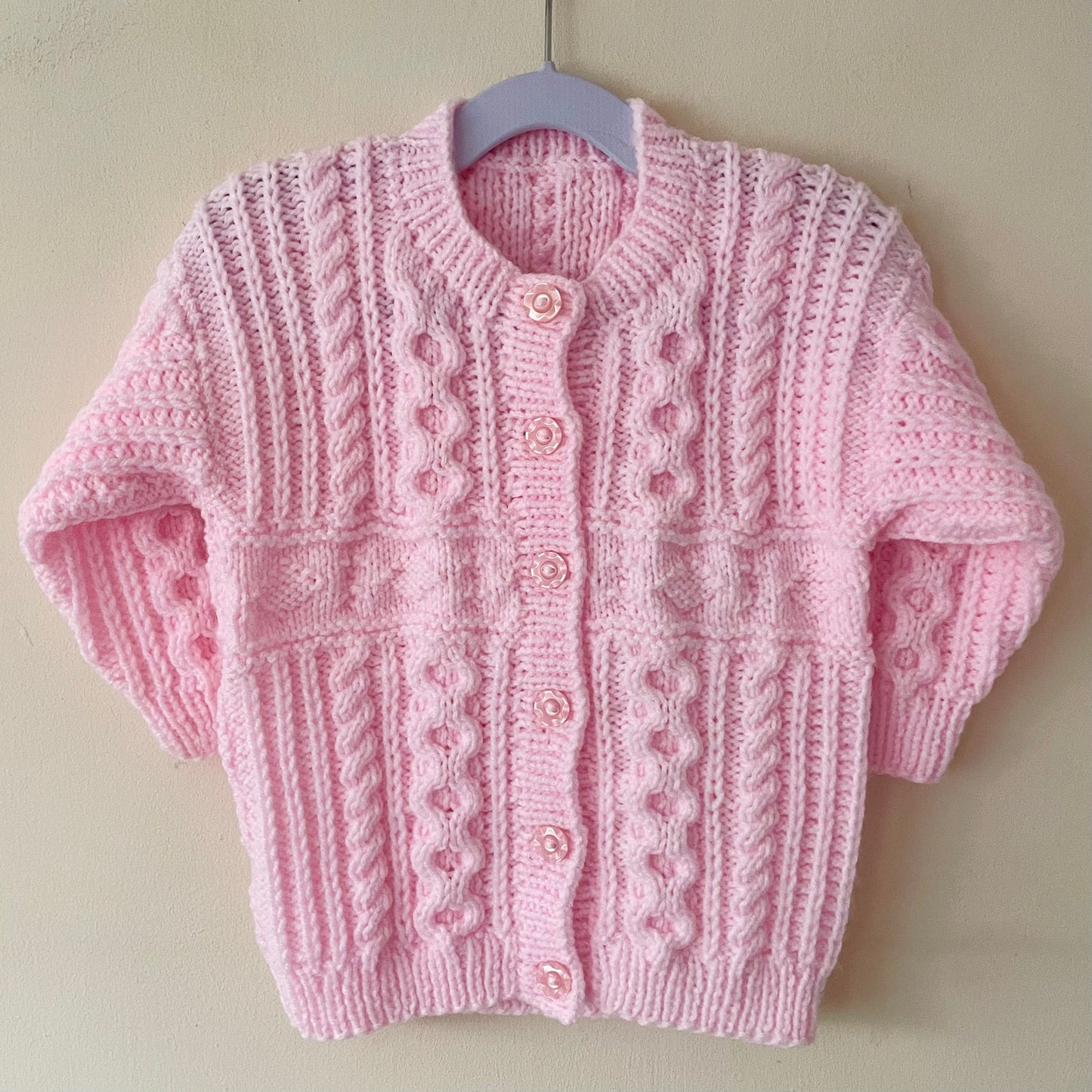 Unembellished Cable Knit Handmade Cardigan Size Approx 2-3 Years