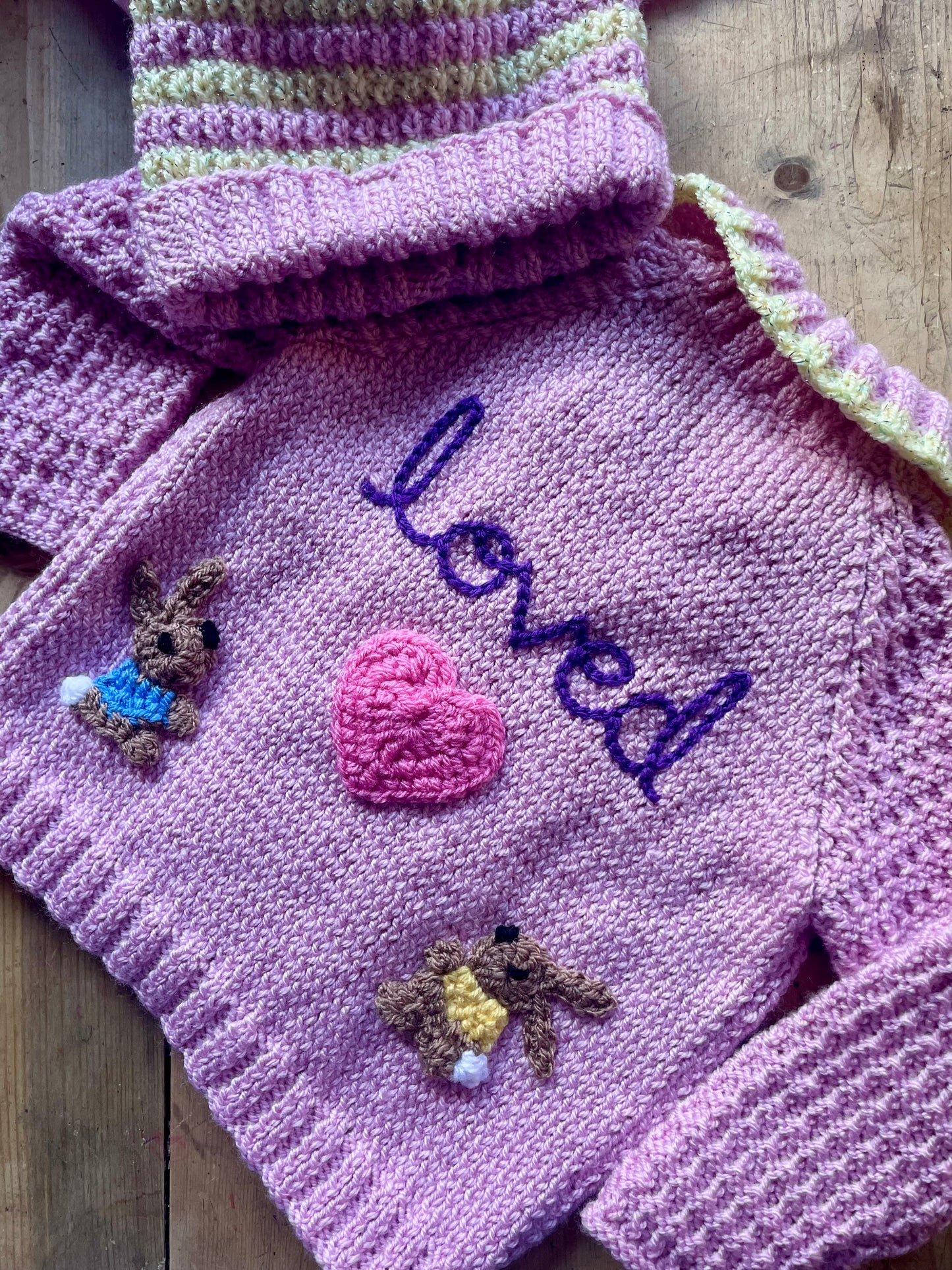"Loved" Handmade Bunnies Cardigan Size Approx 1-2 Years