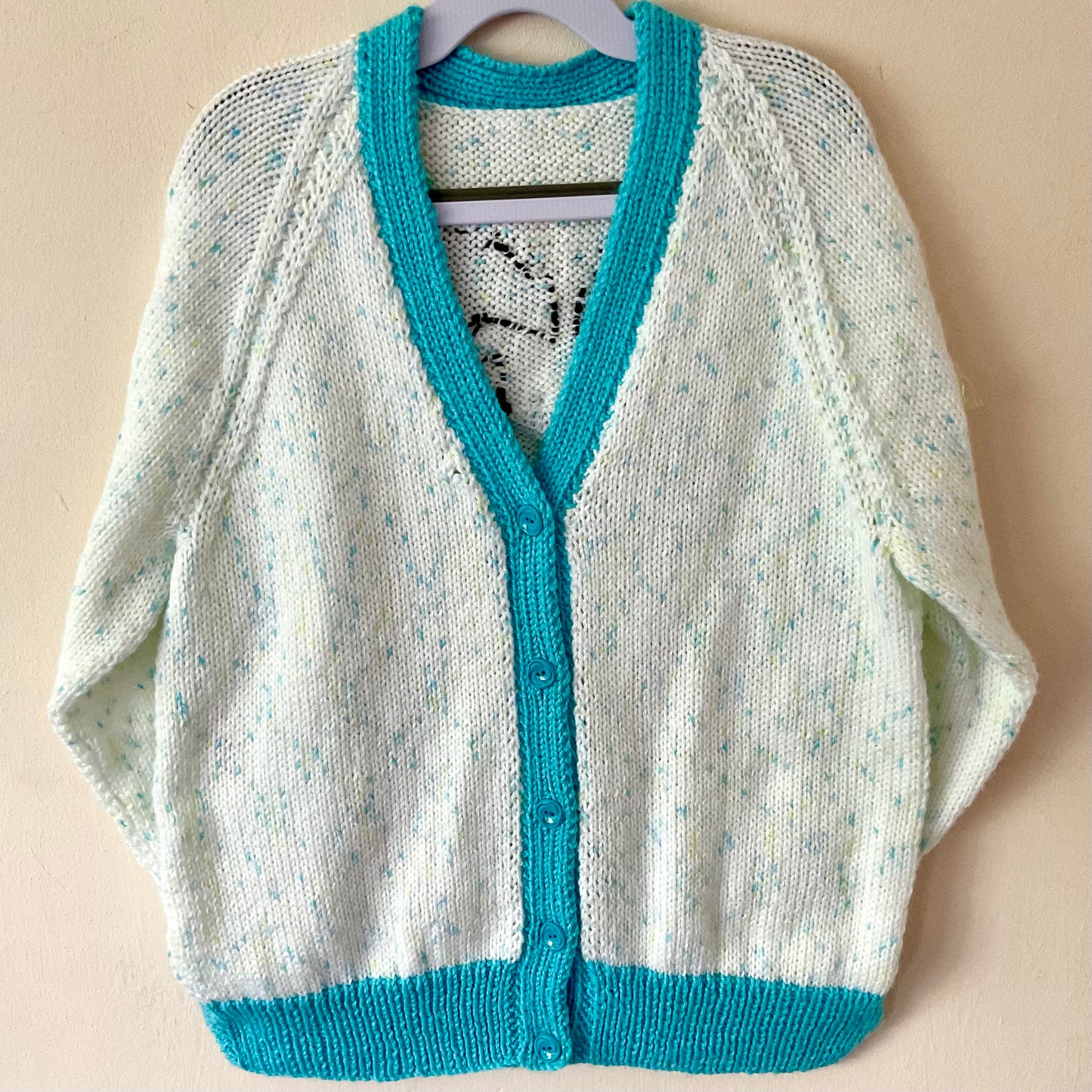 "Under The Sea” Handmade Light Blue Cardigan Size Approx 8-10 Years