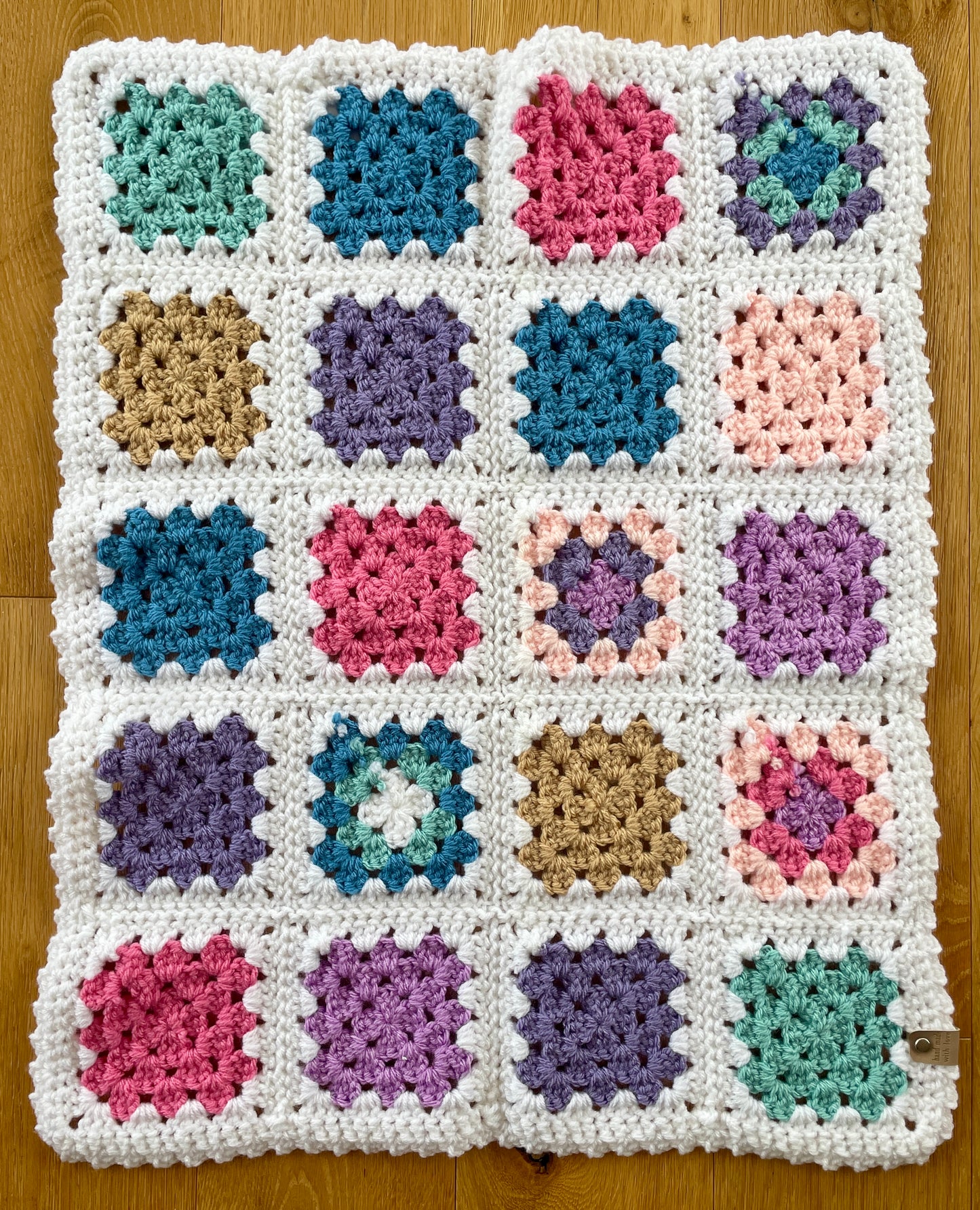 Large Rainbow Squares Handmade Blanket