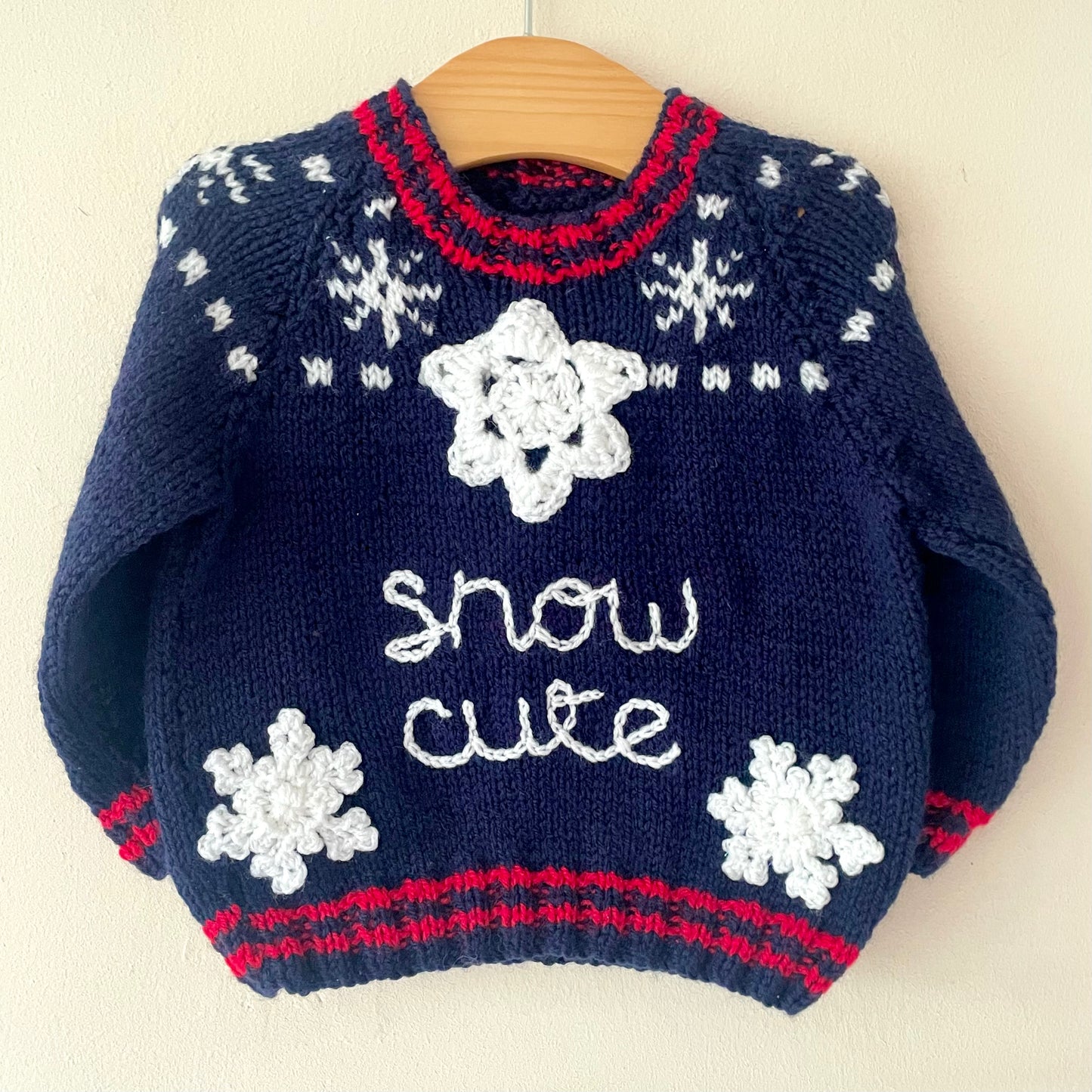 "Snow Cute" Handmade Jumper Size Approx 1-2 Years