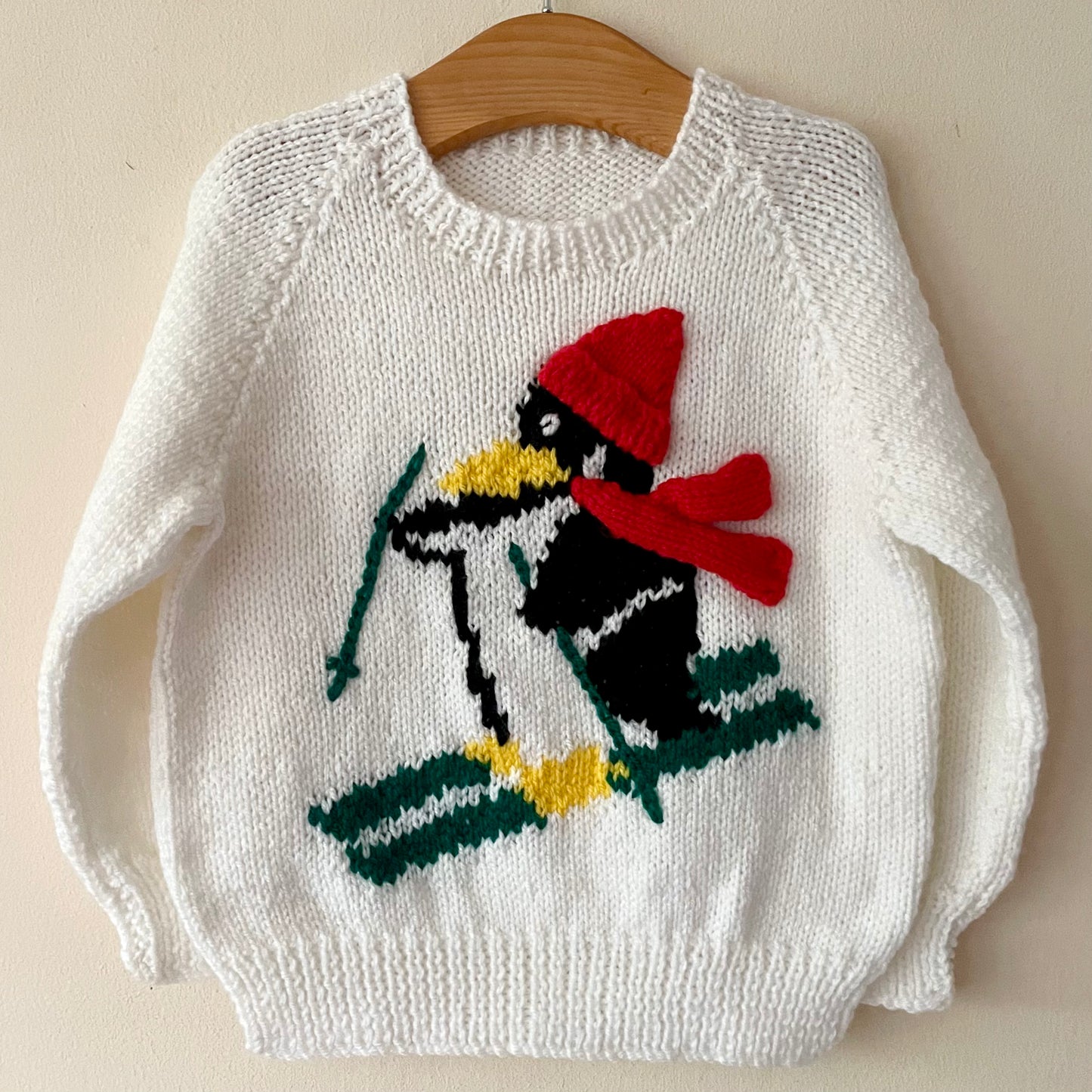 "Skiing Penguin" Handmade Jumper Size Approx 2-3 Years