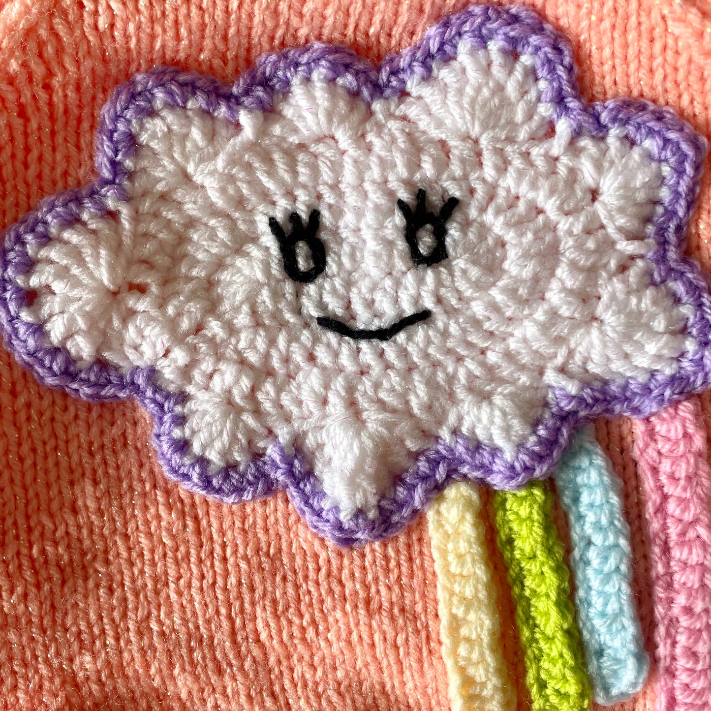 “Dreamer” Cloud Handmade Sparkle Cardigan Size Approx 3.5-4.5 Years