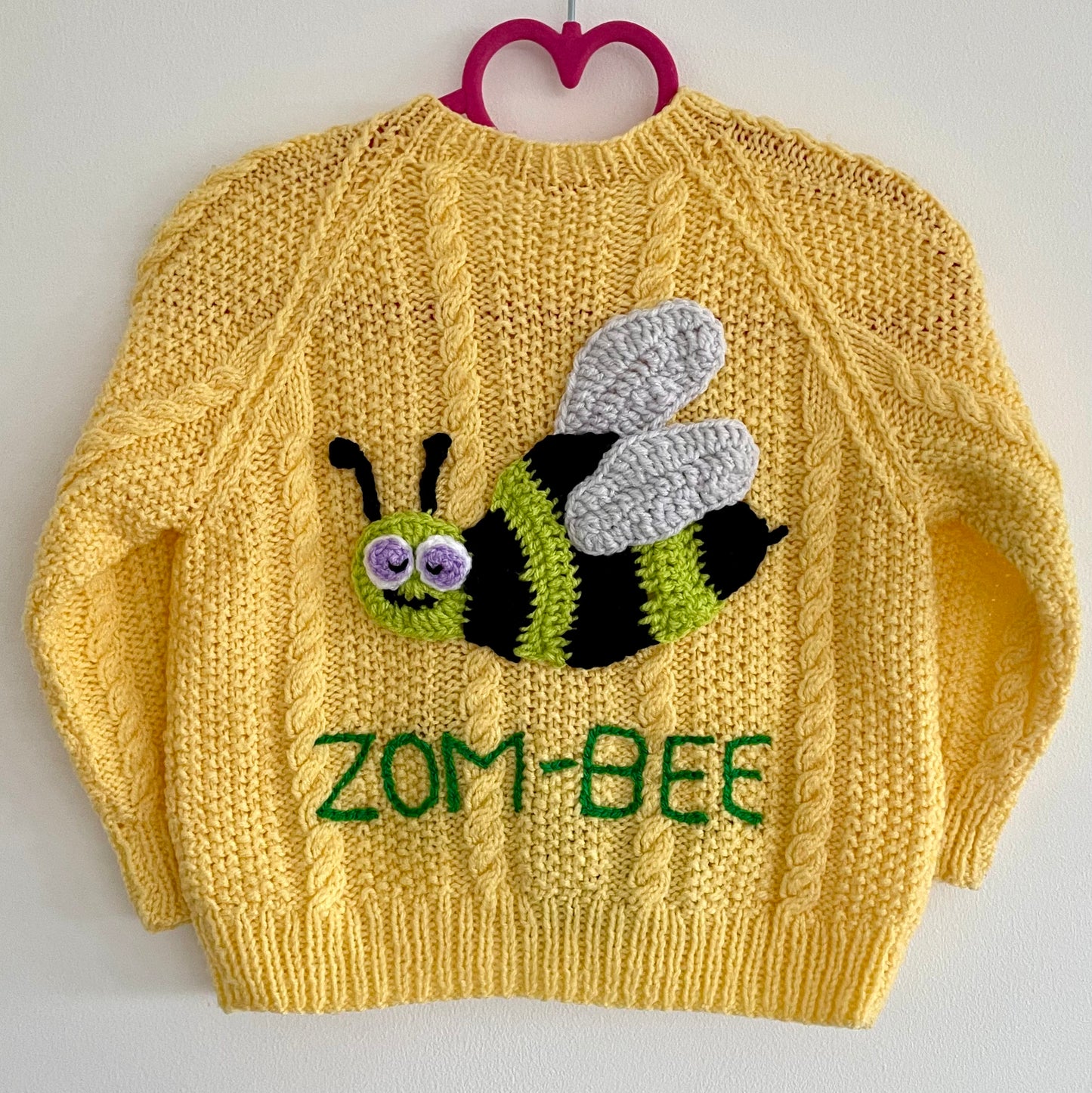 “ZOM-BEE” Halloween Bee Handmade Cardigan Size Approx 2-3 Years