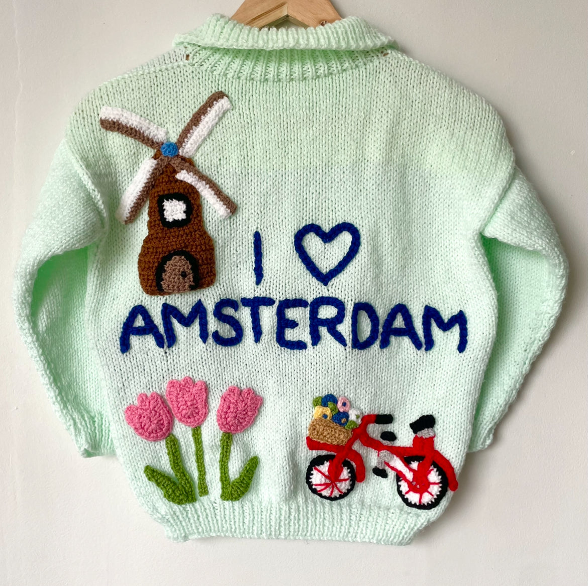"I ♥️ Amsterdam” Handmade Cardigan Size Approx 7-9 Years
