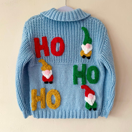 "Ho Ho Ho” Handmade Cardigan Size Approx 3-4 Years