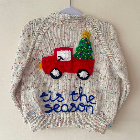 "Tis The Season” Handmade Cardigan Size Approx 3-4 Years