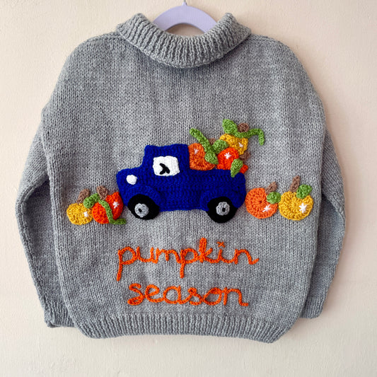 "Pumpkin Season" Handmade Cardigan Size Approx 4-5 Years