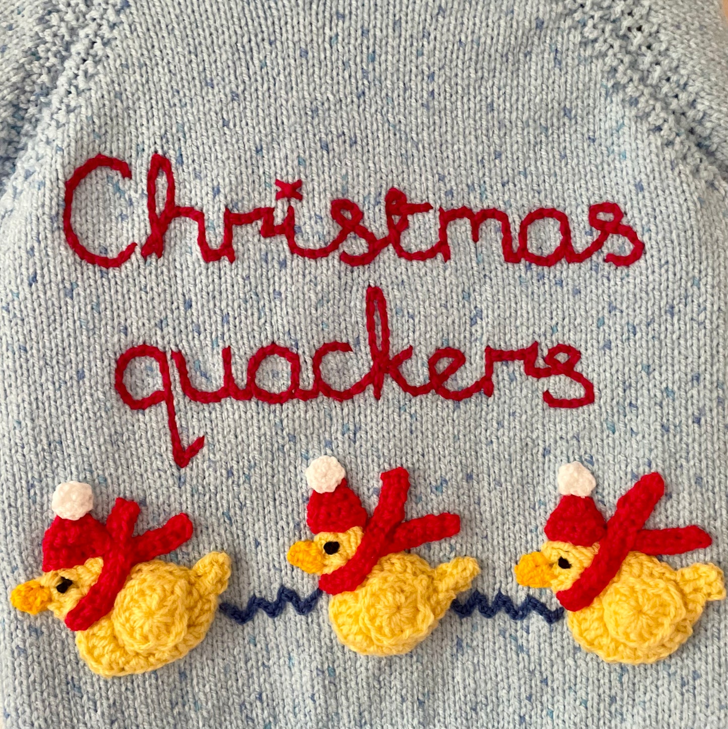 "Christmas Quackers" Handmade Jumper Size Approx 3-4 Years
