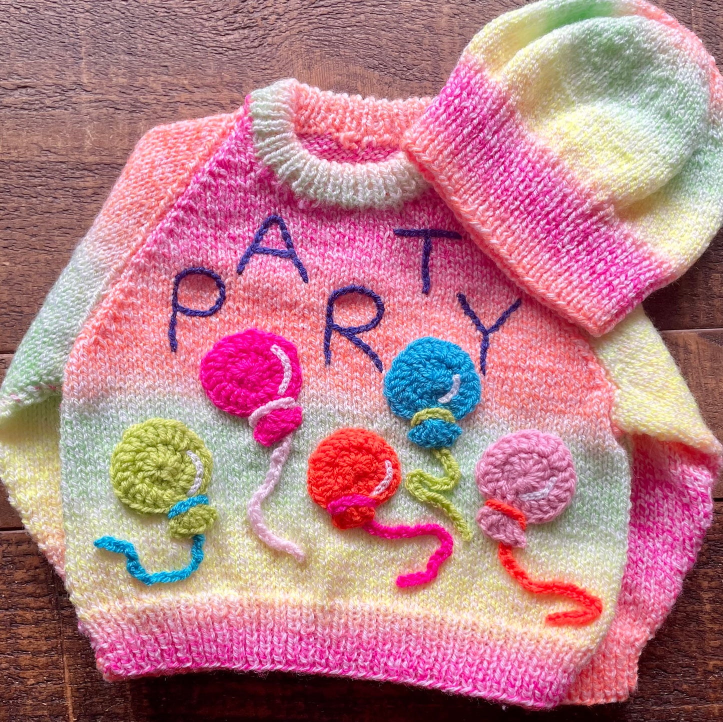 "PARTY" Handmade Jumper Size Approx 1-2 Years