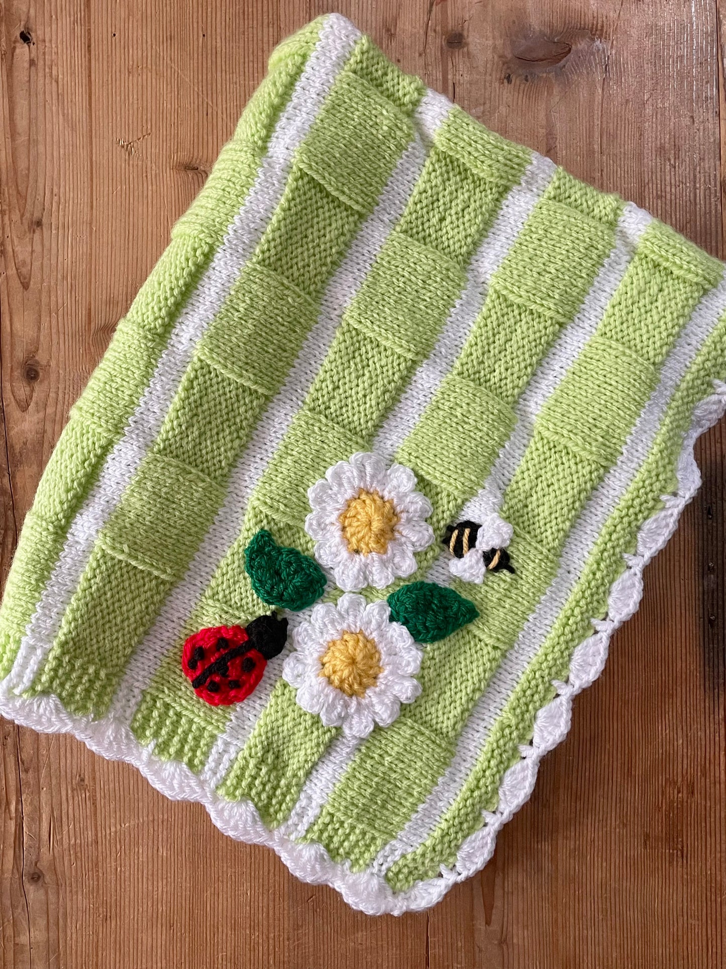 Handmade Bee and Ladybird Pram Blanket