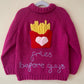 "Fries Before Guys" Handmade Cardigan Size Approx 4-6 Years