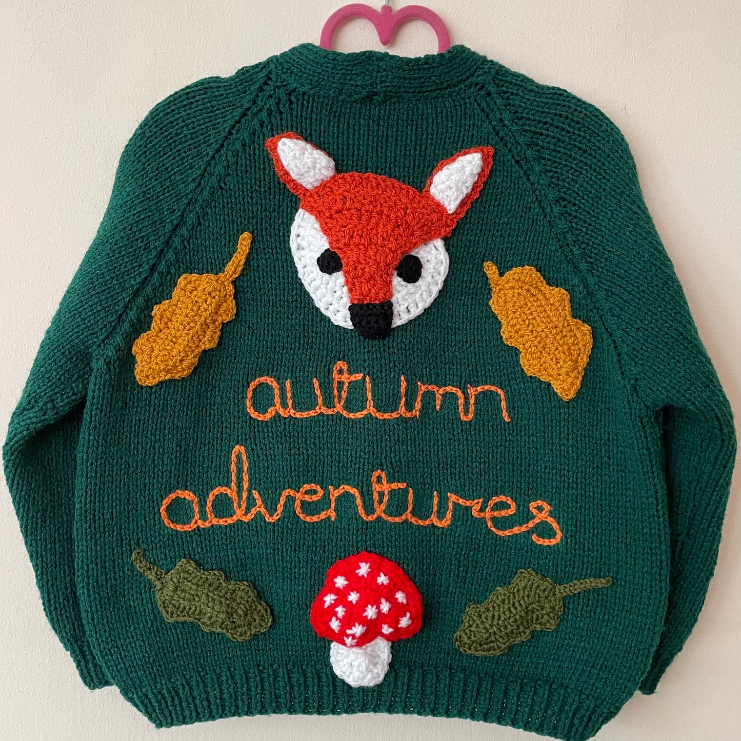 "Autumn Adventures” Handmade Cardigan Size Approx 5-6 Years