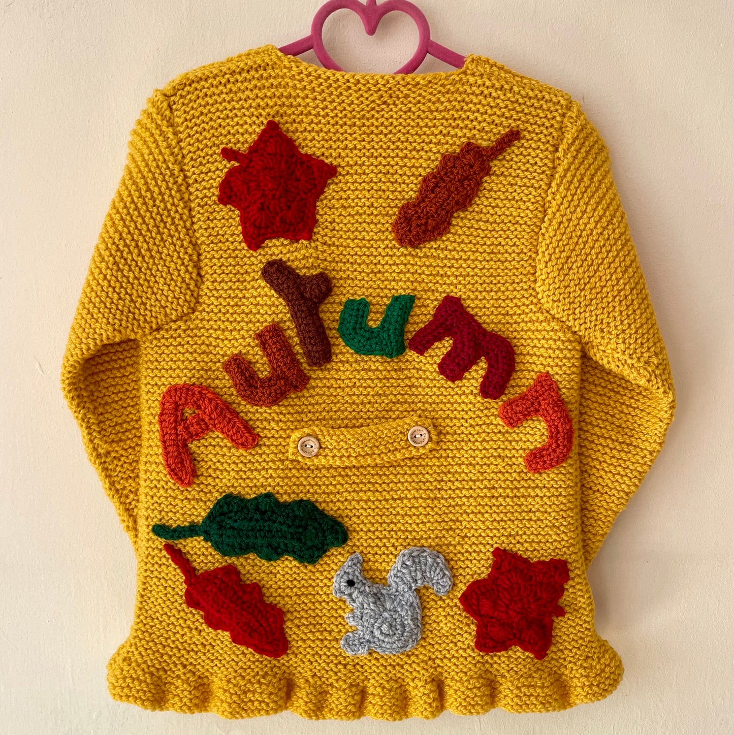 "Autumn” Handmade Cardigan Size Approx 3-5 Years