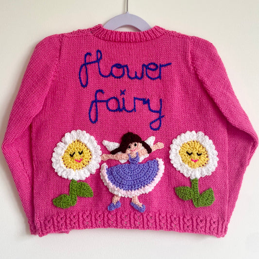 "Flower Fairy” Handmade Cardigan Size Approx 3-5 Years