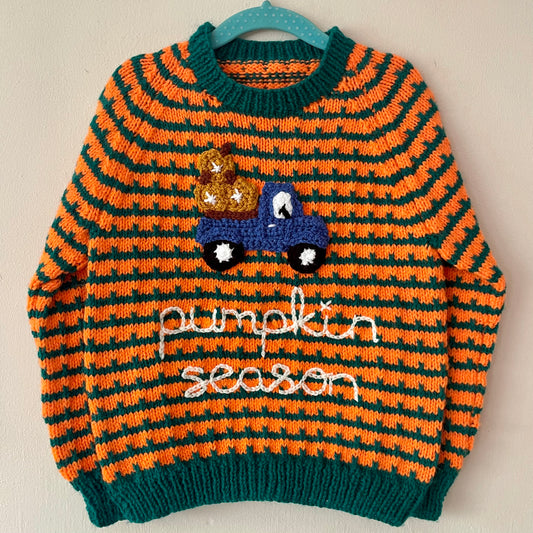 "Pumpkin Season" Handmade Jumper Size Approx 3-4 Years