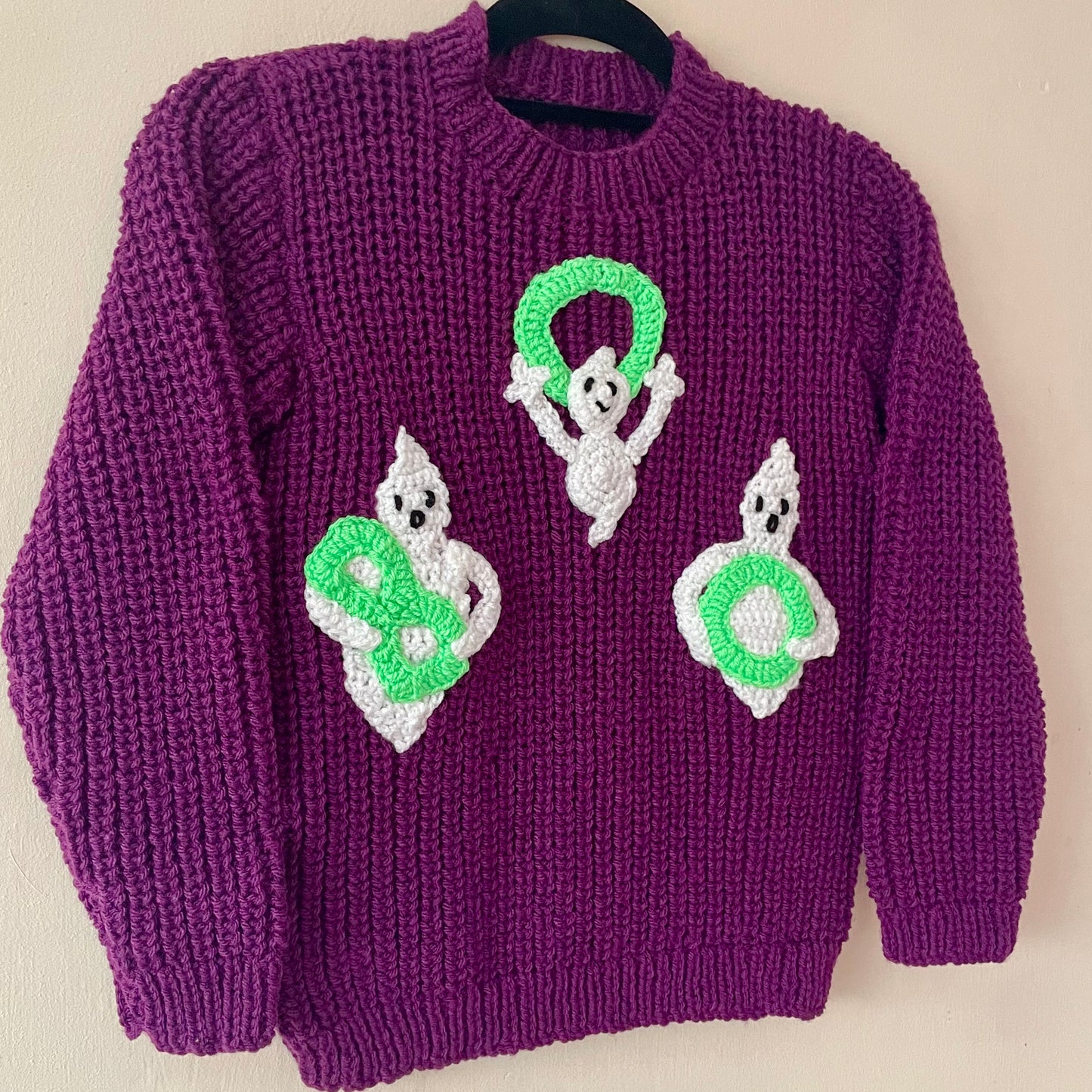 "BOO!" Handmade Ribbed Jumper Size Approx 6-8 Years