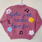 "Girls Just Wanna Have Fun” Handmade Cardigan Size Approx 4-6 Years