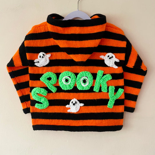 "SPOOKY” Handmade Cardigan Size Approx 3-5 Years