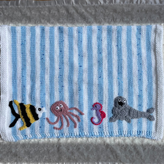 Handmade Sea Life Cot Blanket